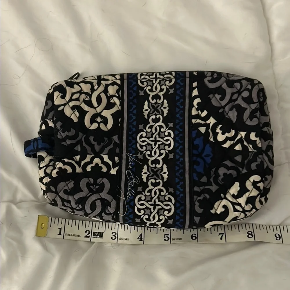 Vera Bradley Canterbury, cobalt cosmetic bag Black White Blue make up bag